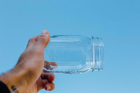 person holding clear glass mason jar, transparent, hand, wall HD wallpaper