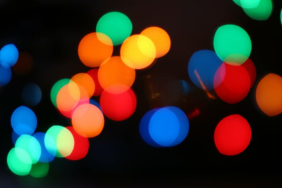 red, teal, orange, and blue bokeh photography, background, colorful