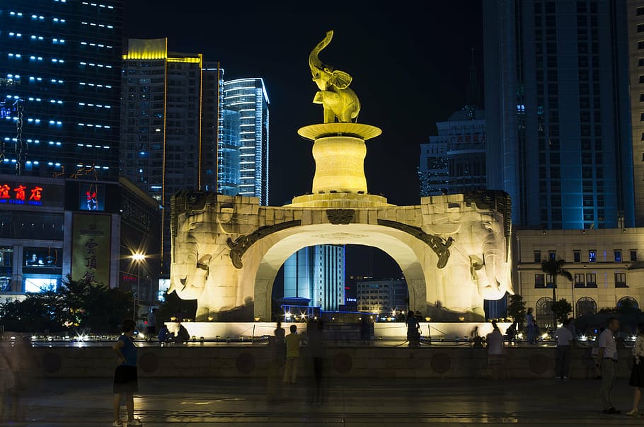 nanning, square, urban landscape, architecture, built structure HD wallpaper