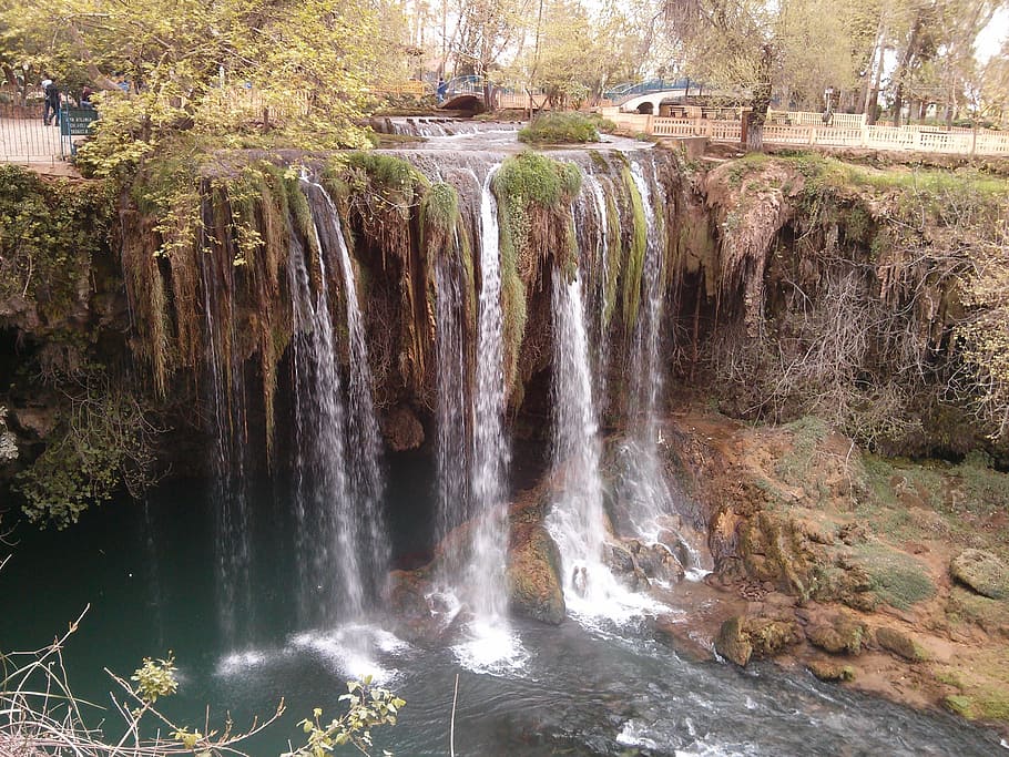 manavgat, waterfall, antalya, nature, river, stream, tree, forest, HD wallpaper