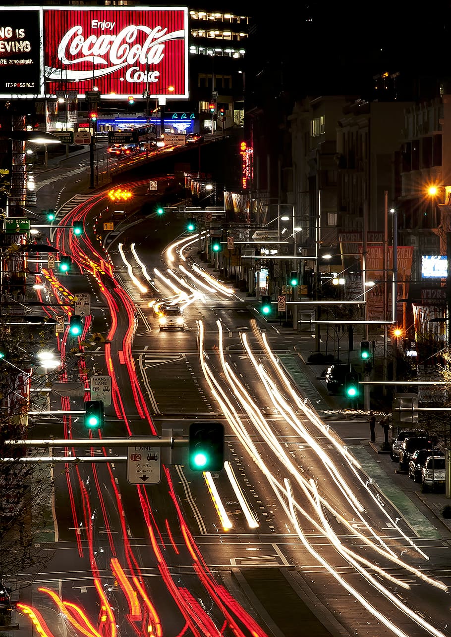 time-lapse photography of city lights by night, timelapse photo of roadway during nighttime HD wallpaper
