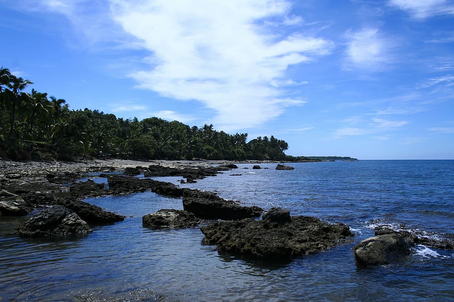 asia, beach, ocean, rocks, rocky, sea, seascape, seashore, tropical HD wallpaper
