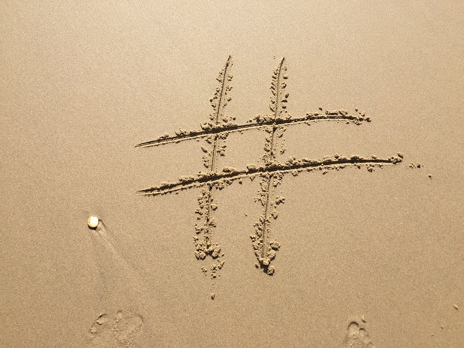 landscape, beach, vacation, sand, footprint, hashtag, island HD wallpaper