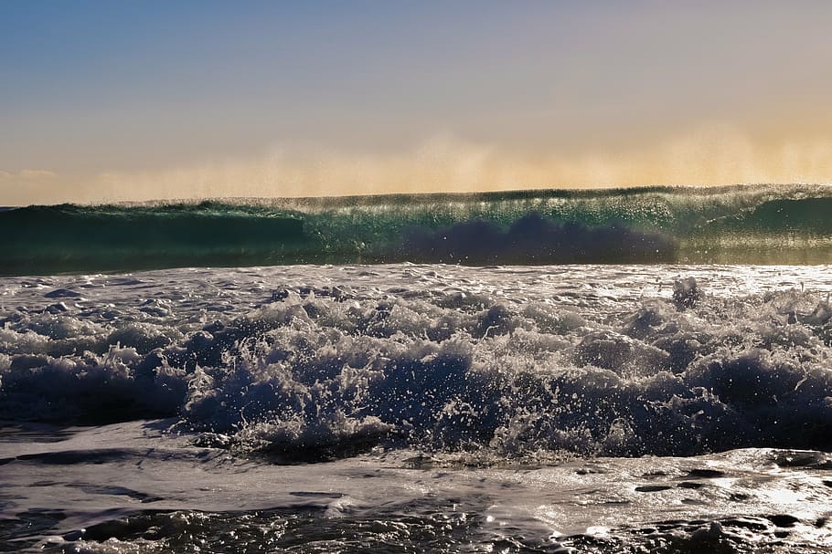 wave, foam, spray, sea, water, nature, beach, splash, scenic HD wallpaper