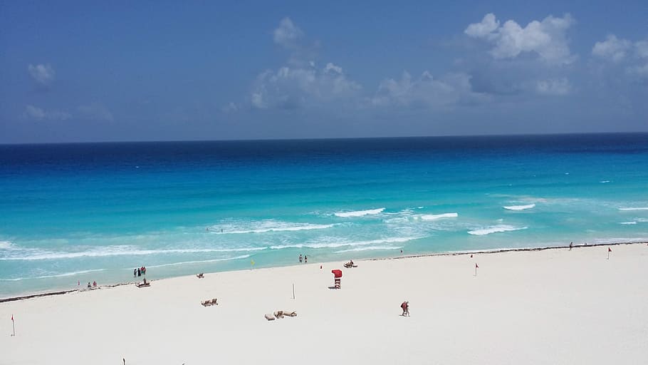 people near body of water during daytime, Beach, Cancun, Mexico HD wallpaper