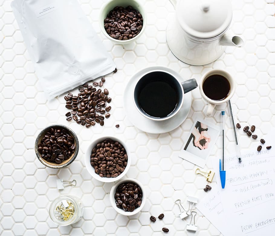 coffee, beans, seeds, espresso, drink, pen, paper, clip, food and drink HD wallpaper