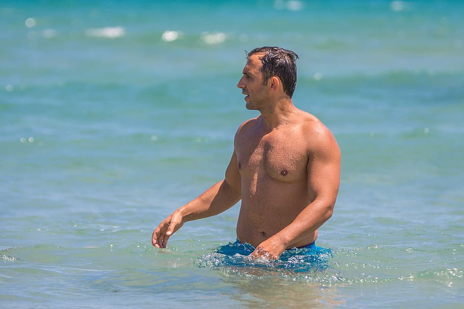 Man, Beach, Model, Sea, Summer, Vacation, happy, male, young HD wallpaper