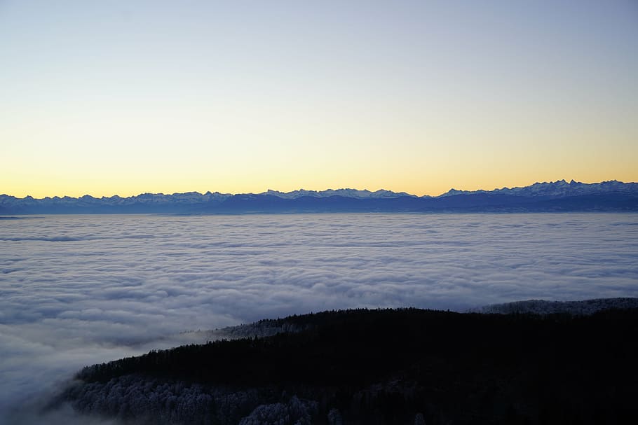 morgenstimmung, alpenblick, mountains, alpine, sea of fog, selva marine, HD wallpaper