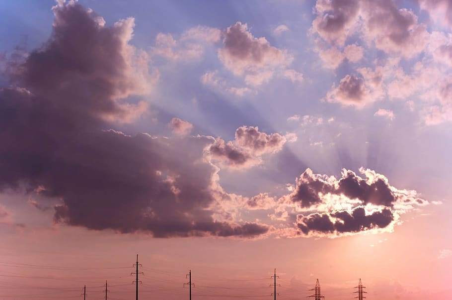spring, sky, clouds, nature, landscape, sunset, evening, sunset sky HD wallpaper