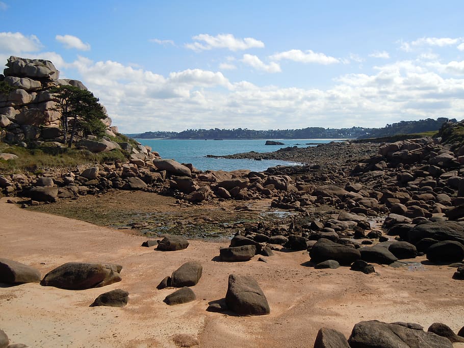 coastal landscape, rocky coast, english channel, brittany, rock - object, HD wallpaper