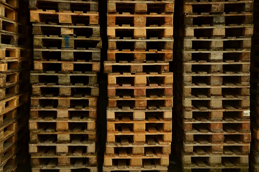 background, euro pallets, wood, pattern, industry, brown, stacked, HD wallpaper