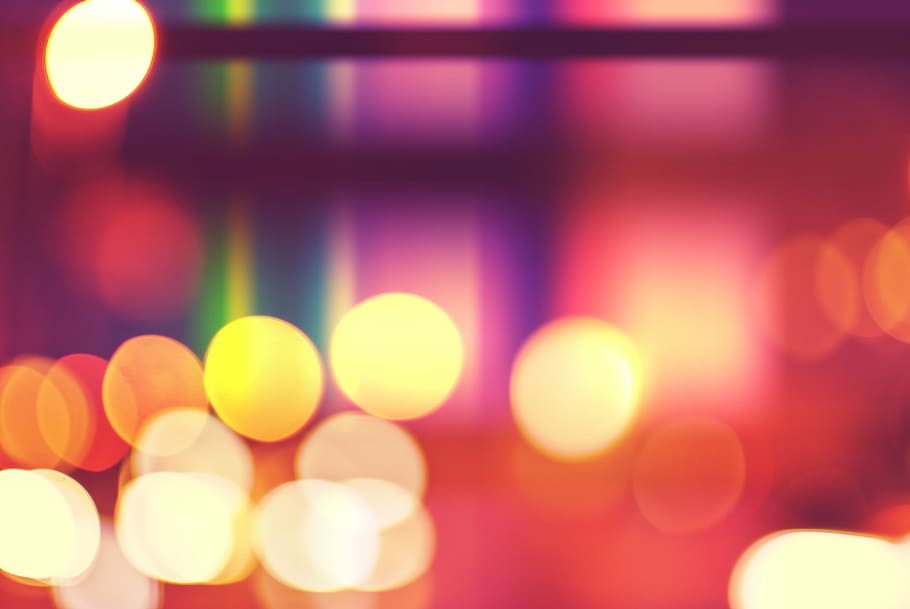 multicolored bokeh photo of lights, red and yellow lights, pink HD wallpaper