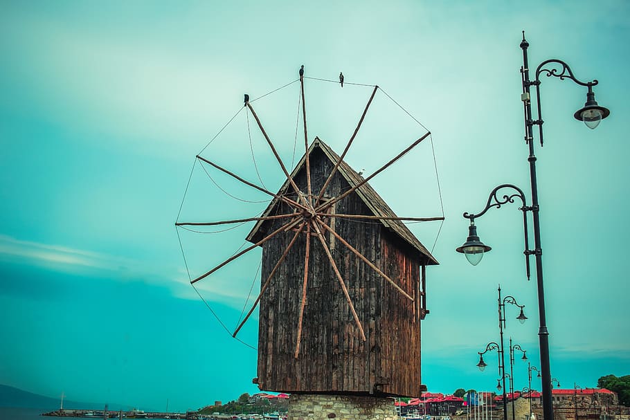 nessebar, mill, old town, sky, architecture, built structure HD wallpaper