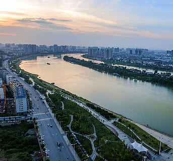 Changsha, Orange Isle, overlooking the, cityscape, river, urban Skyline HD wallpaper