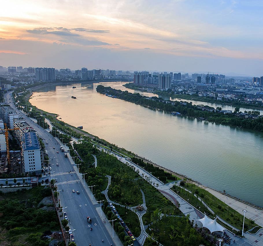 Changsha, Orange Isle, overlooking the, cityscape, river, urban Skyline HD wallpaper