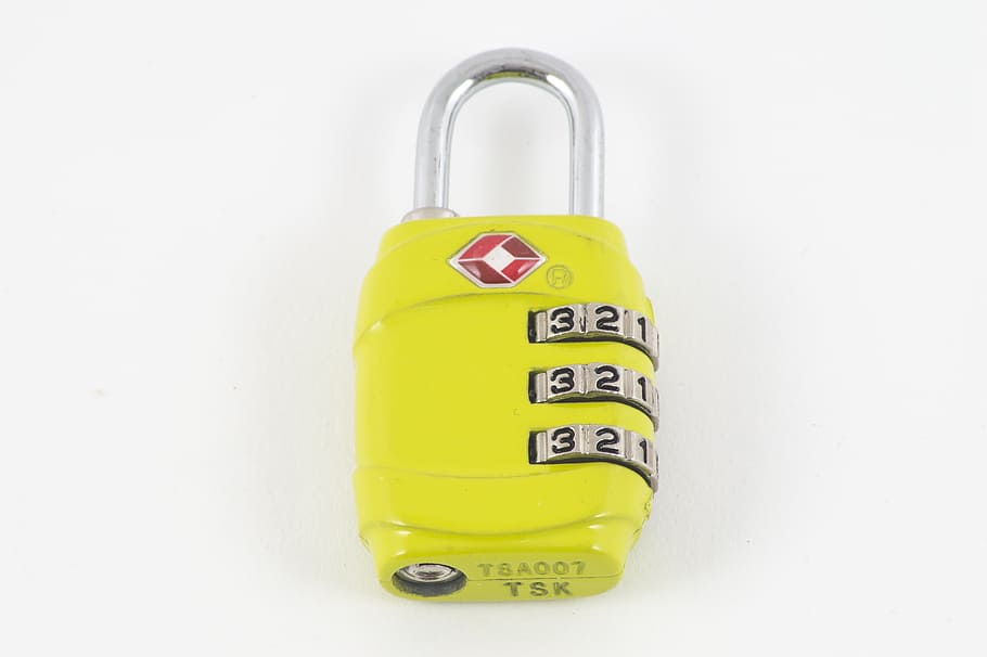 padlock, yellow, combination lock, colors, travel, väsklås HD wallpaper