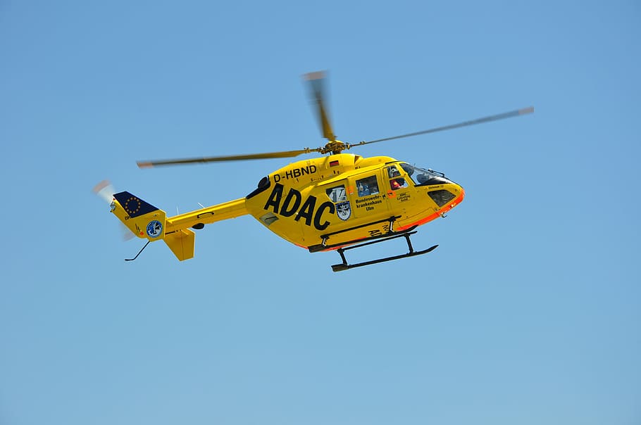 rescue helicopter, adac, doctor on call, air rescue, clear sky, HD wallpaper