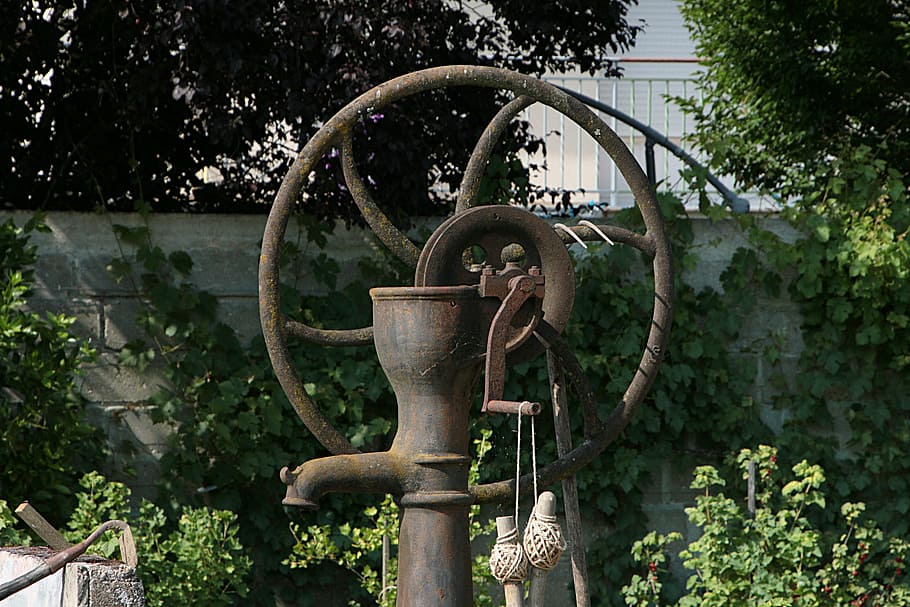 pump, water, former, watering, garden, plant, metal, valve HD wallpaper