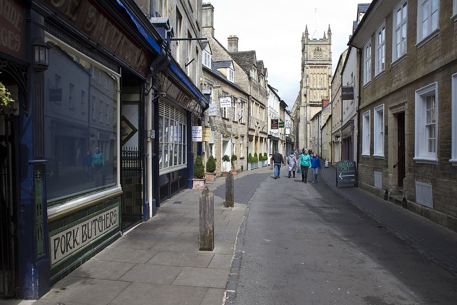 cirencester, uk, street scene, vernacular, stone buildings, HD wallpaper