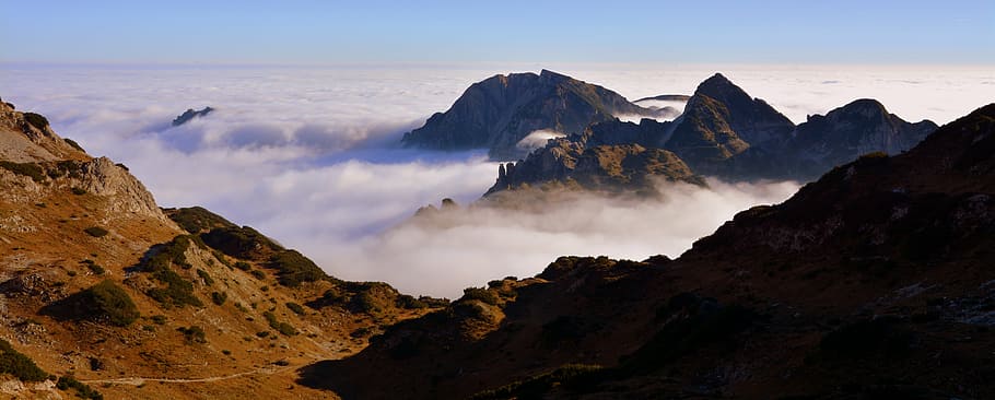 mountains, clouds, sky, landscape, tops, italy, carega, scenics HD wallpaper