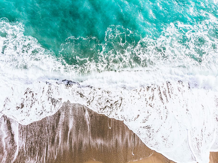 aerial view photography of ocean, aerial view photography of body of water HD wallpaper