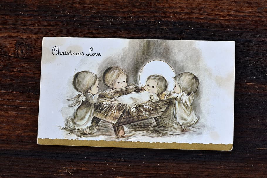 Christmas Love book, map, christmas card, old, used, child HD wallpaper
