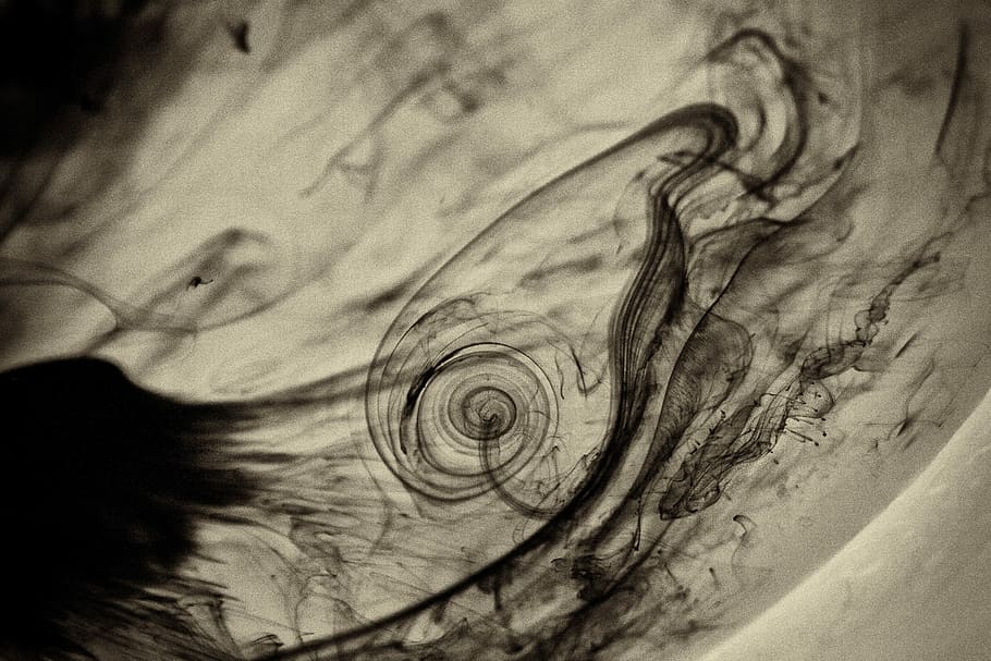black smoke photo, ink, abstract, water, flow, artistic, dark HD wallpaper