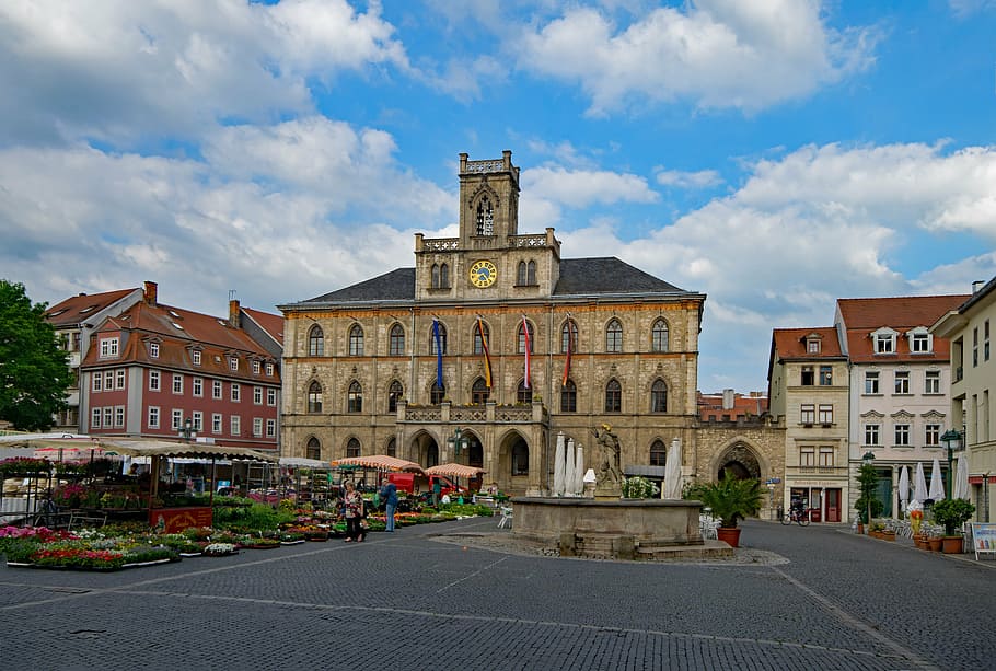 town hall, weimar, thuringia germany, old town, old building