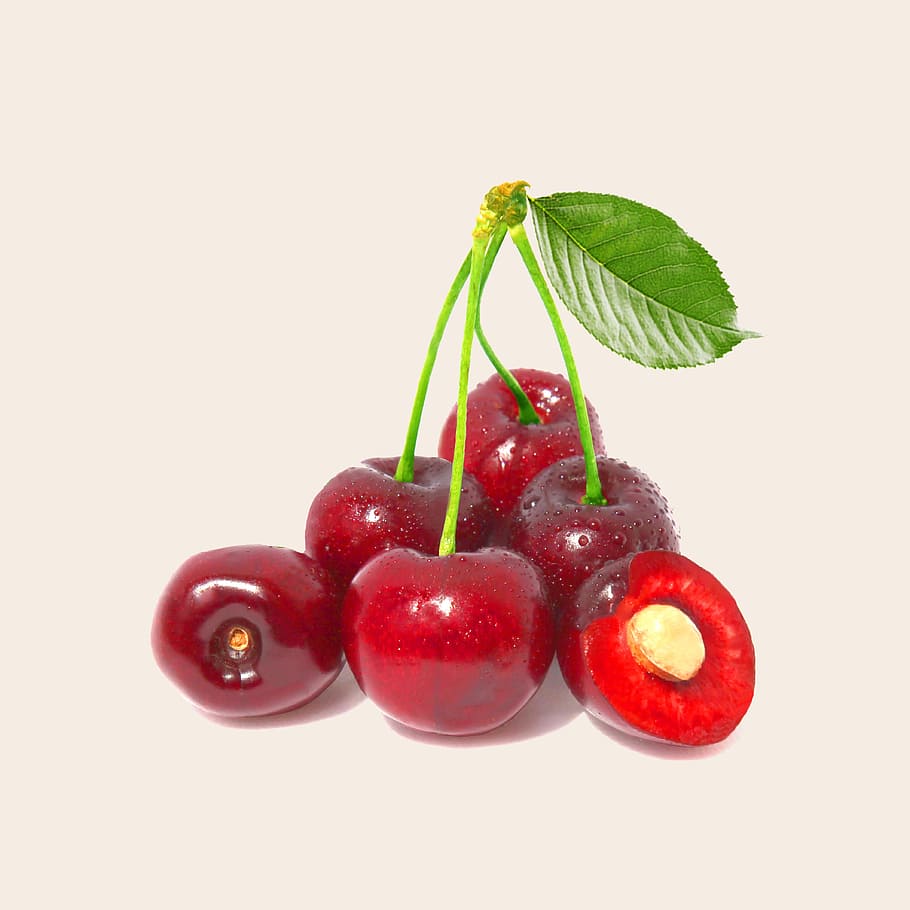 six cherries, Cherry, Fruit, Health, food, red, ripe, freshness HD wallpaper
