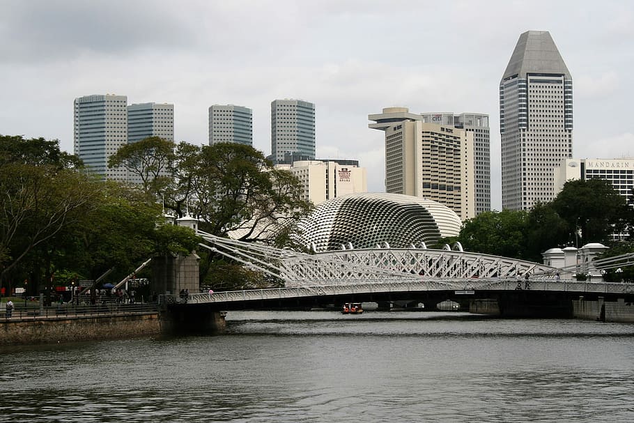 gray steel bridge photo, river, urban Scene, bridge - Man Made Structure HD wallpaper