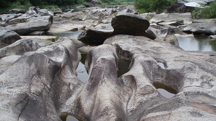 nature, rock, river, solid, rock - object, day, rock formation HD wallpaper