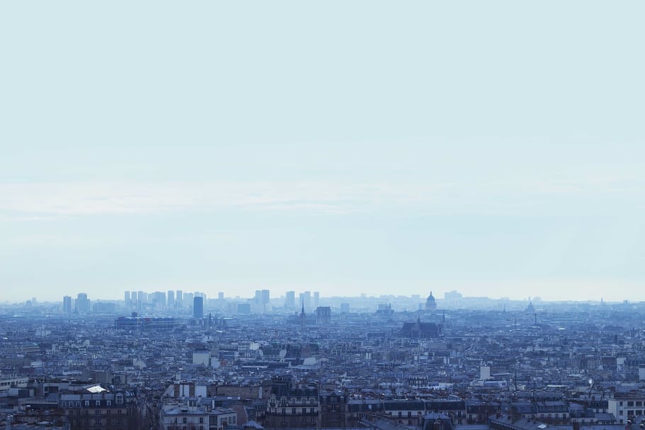 blue, sky, view, city, urban, buildings, building exterior HD wallpaper