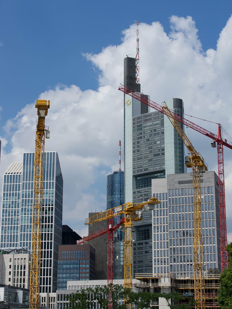 frankfurt, skyscraper, construction, skyline, building, frankfurt am main germany HD wallpaper