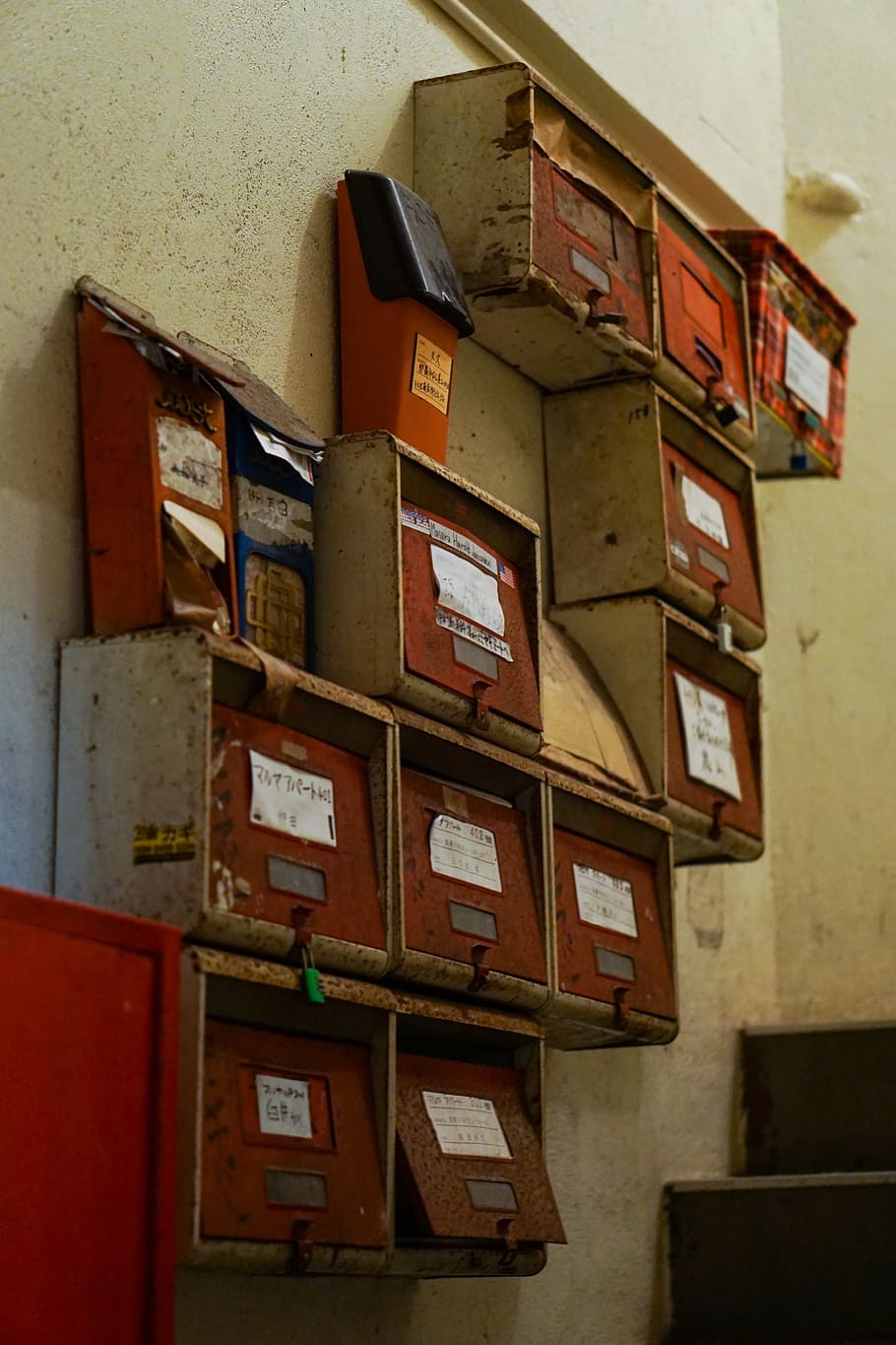 letters, mailbox, red, letterbox, night, vintage, asia, architecture HD wallpaper