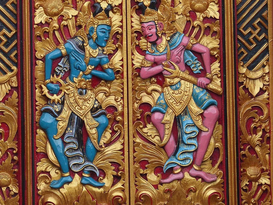 indonesia, bali, java, temple, door, hindu, art and craft, representation HD wallpaper
