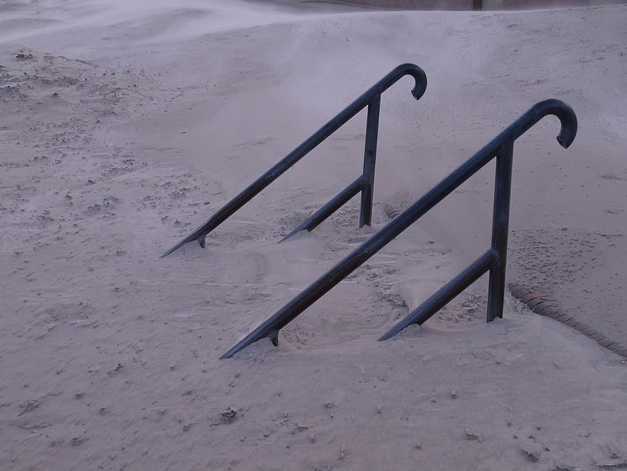 stairs, drift, sand, wind, metal, land, playground, no people HD wallpaper