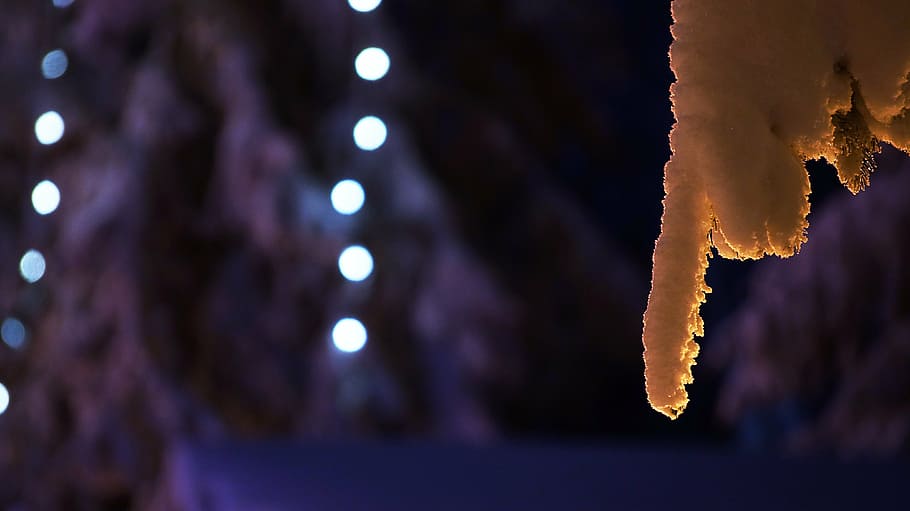 snow, winter, lights, christmas, illuminated, purple, no people HD wallpaper