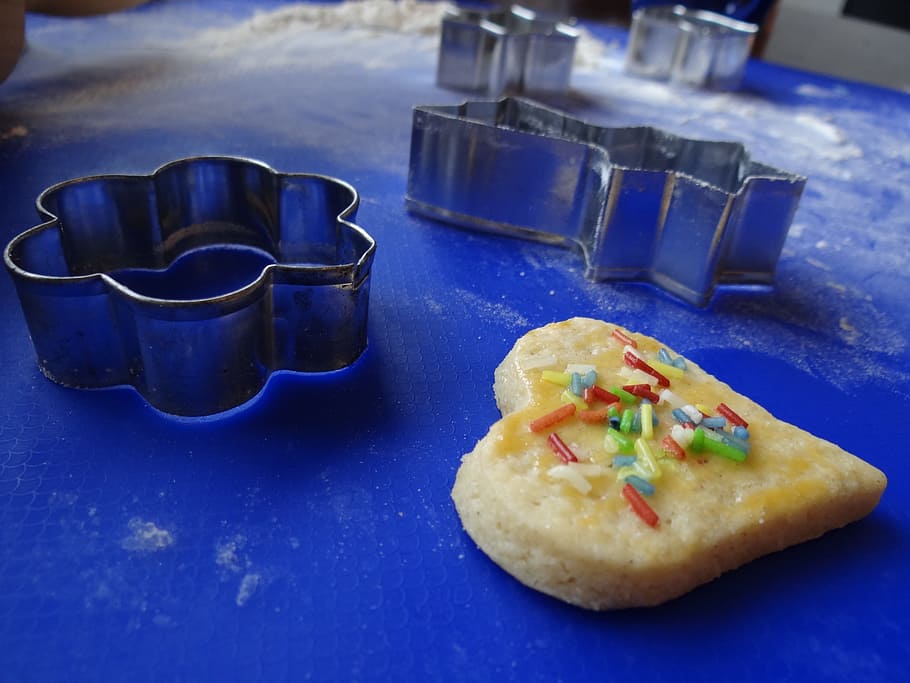 christmas, bakery, cookie, food and drink, blue, table, no people HD wallpaper
