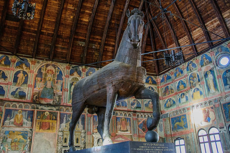 Wooden Horse, Palace, Monument, hall, statue, historically, HD wallpaper