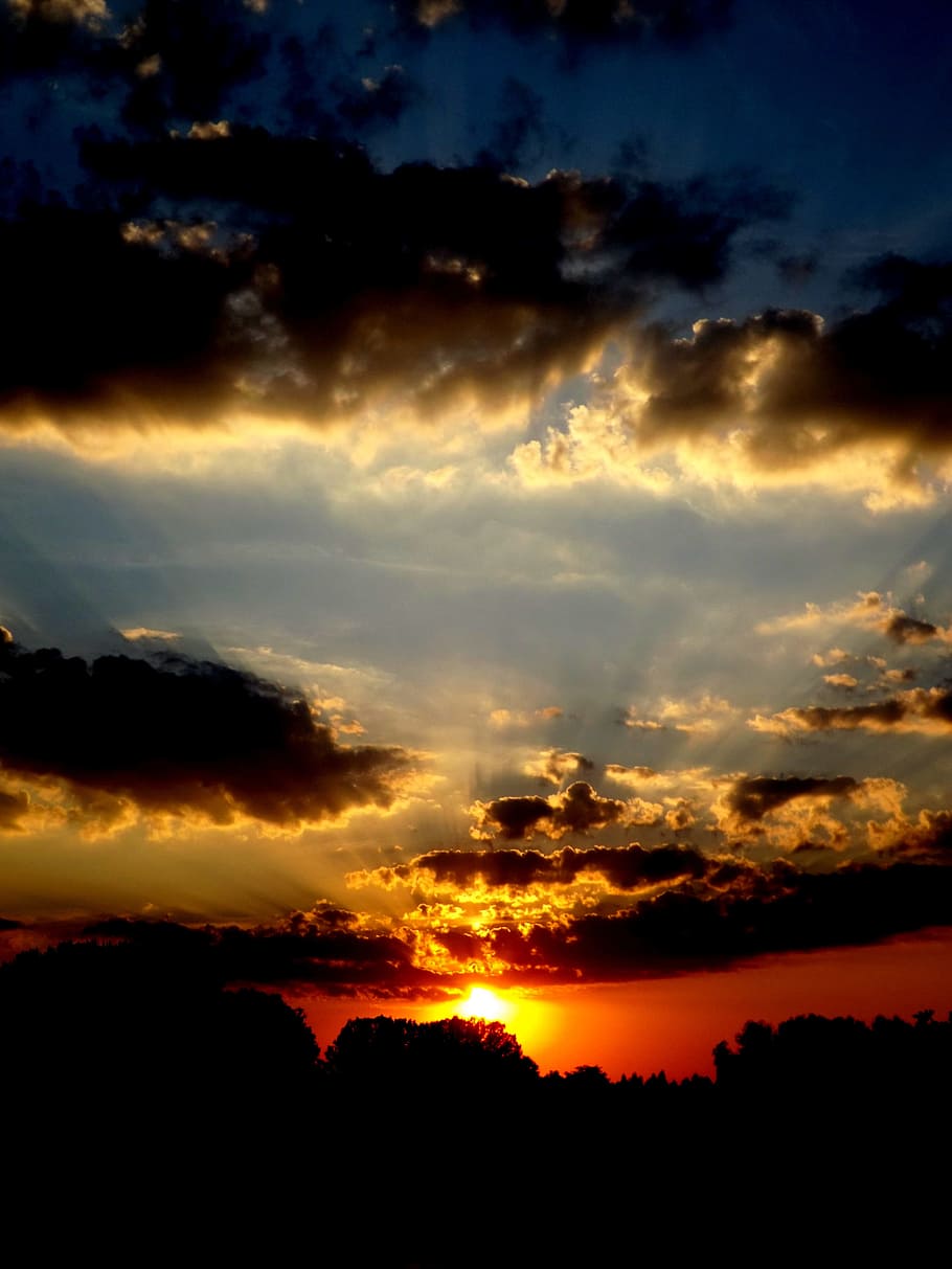 sunset, water, reflection, twilight, in the evening, shadow HD wallpaper