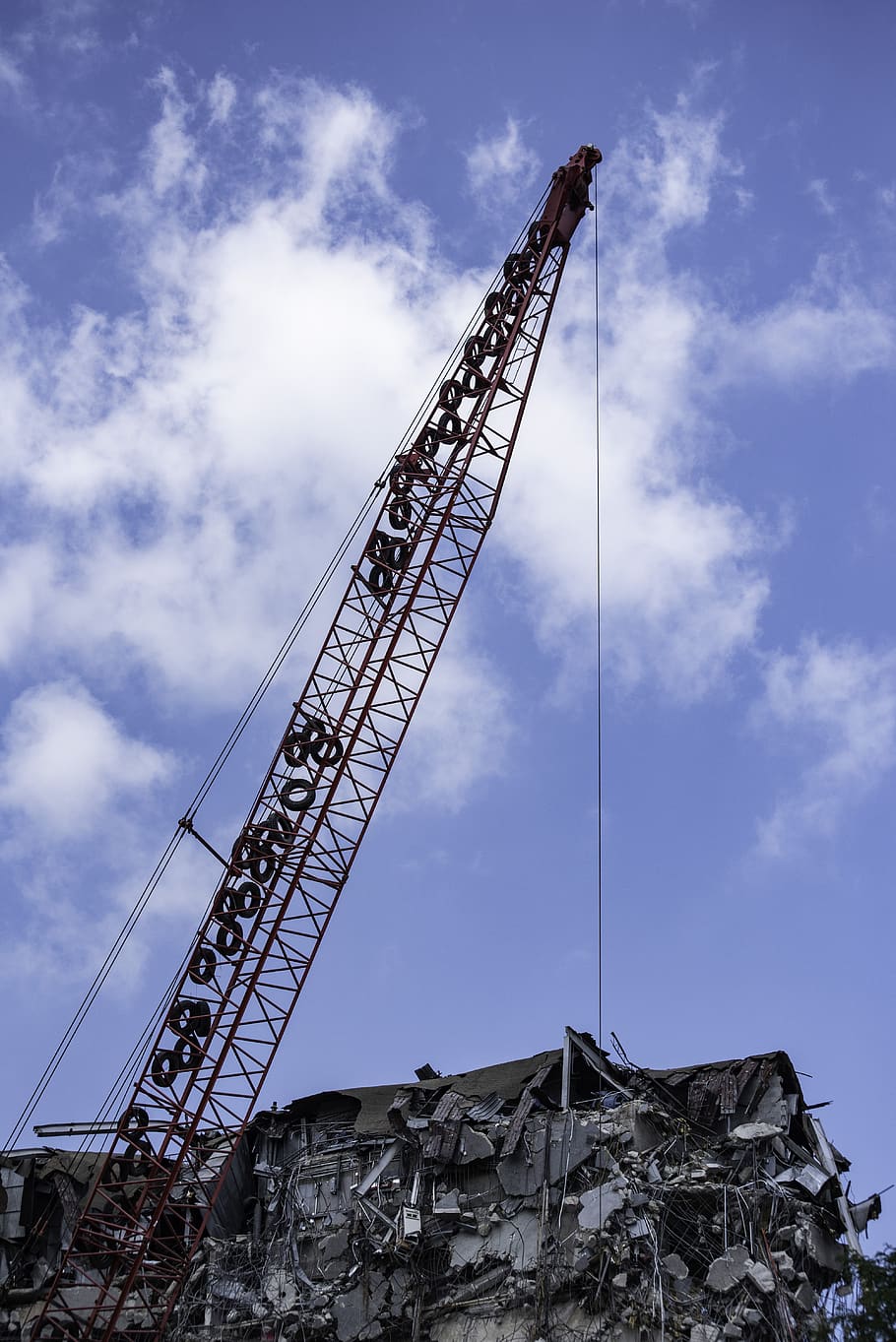 construction, demolition, building, crane, machines, clouds HD wallpaper