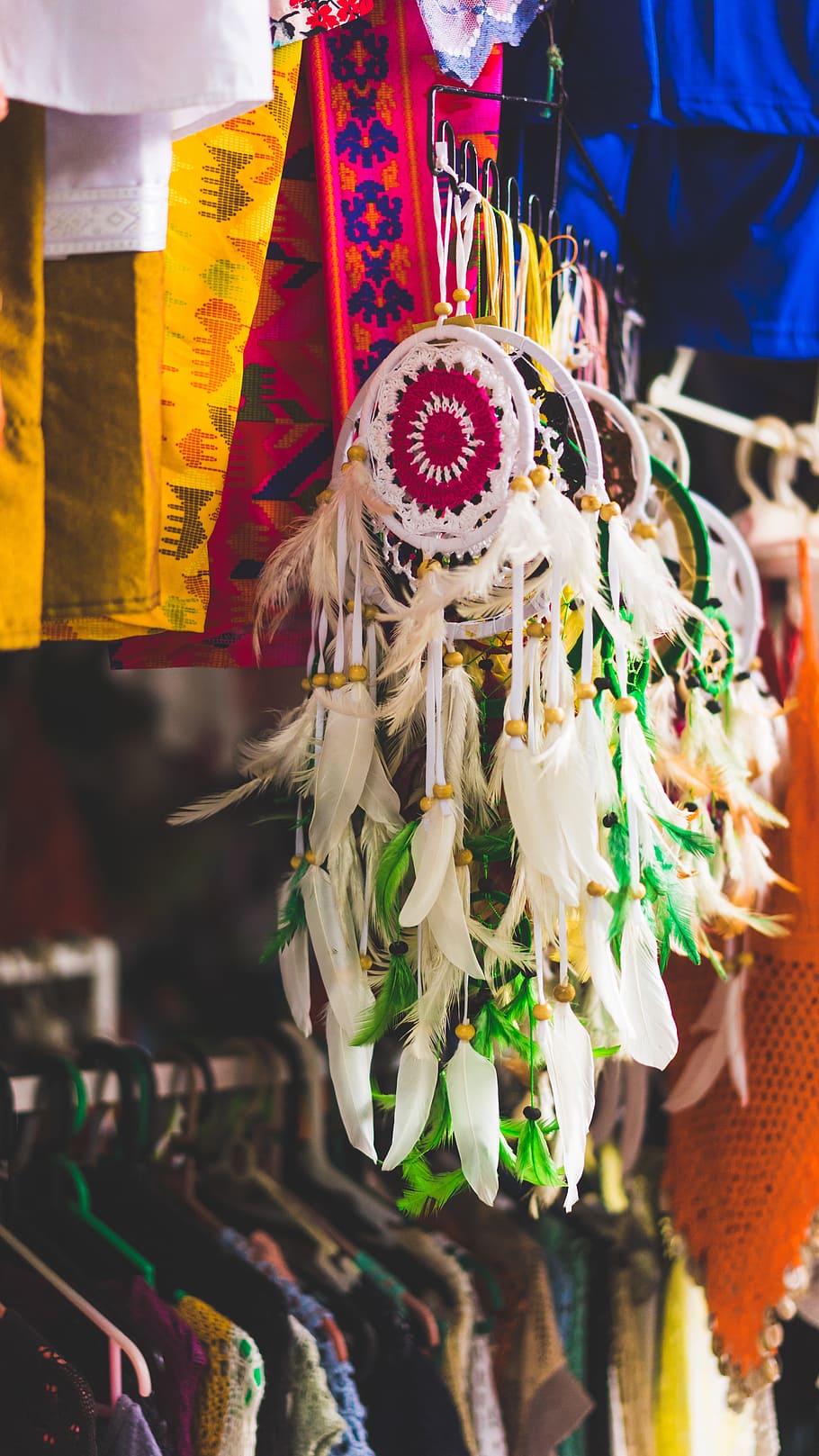 Dream Catcher Hanged on Black Metal Rack, art, artistic, blur HD wallpaper