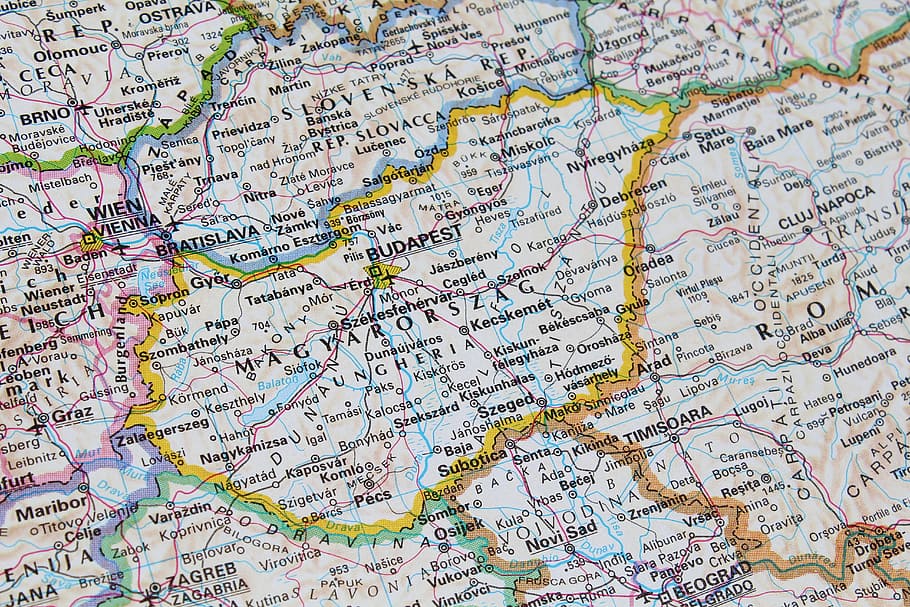 assorted-color map, hungary, budapest, geography, travel, text HD wallpaper