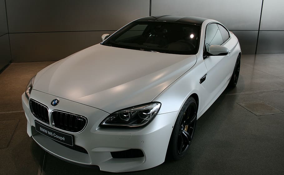 white BMW coupe, m6, spotlight, auto, noble, pkw, sporty, automotive