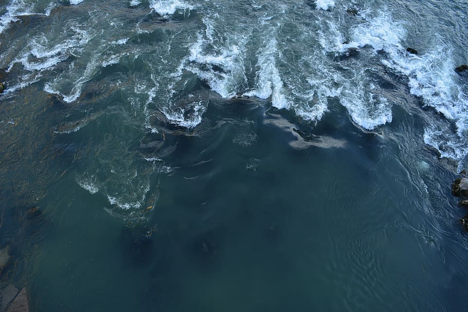 closeup photo of body of water, aerial photo of flowing body of water HD wallpaper