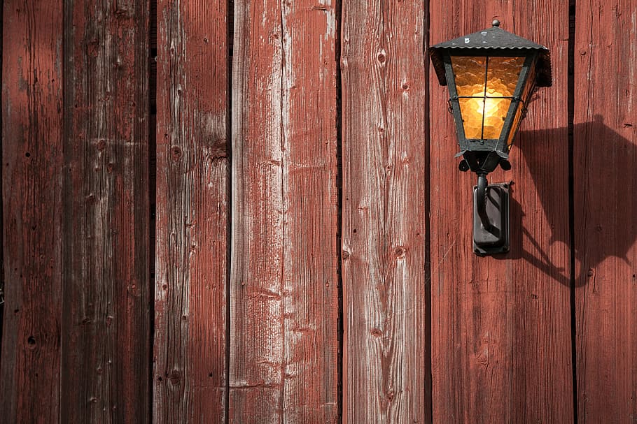 photo of black sconce light, texture, lamp, lantern, wood, closeup HD wallpaper
