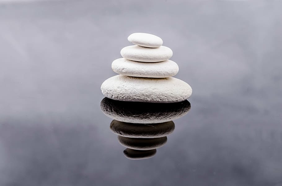 four white stone, zen, spa, rock, alternative, close-up, pebble