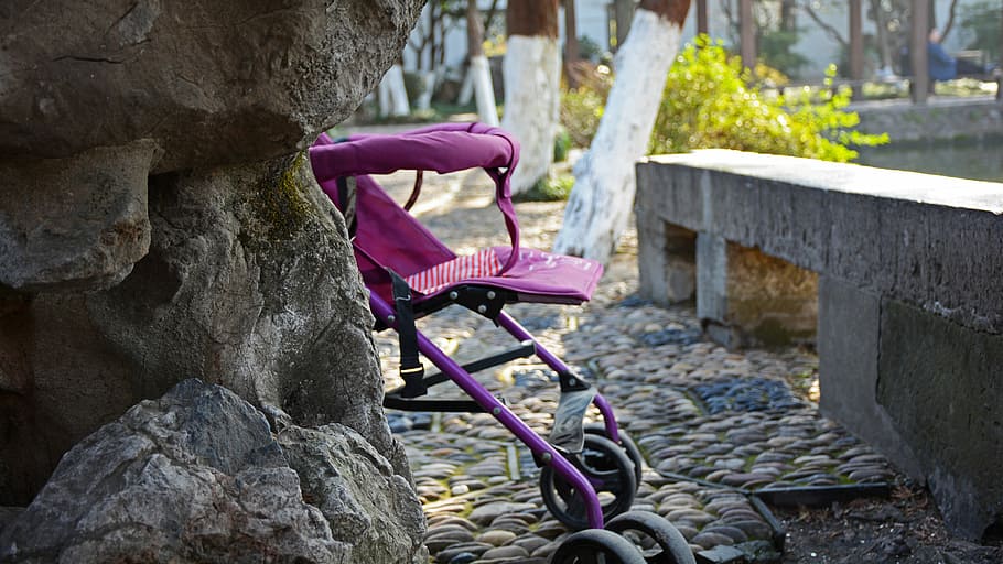 Childlike, Stroller, Hide, bicycle, pink color, transportation HD wallpaper