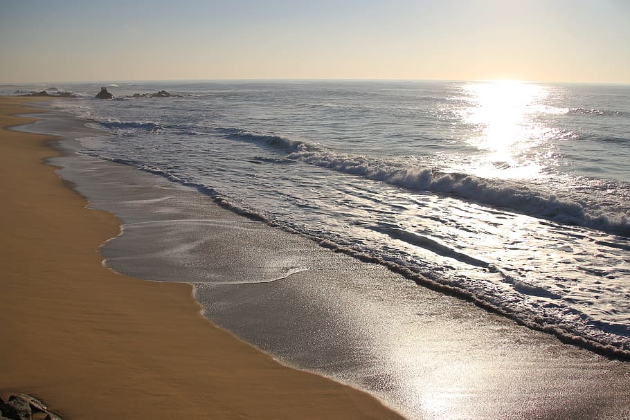 Landscape, Nature, Sunset, mar, sky, sea, reflection, beach HD wallpaper