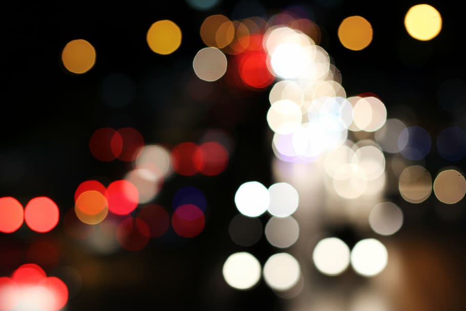 red and white bokeh photography, blur, see the bokeh, traffic, HD wallpaper